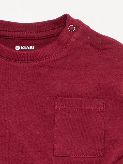 T-shirt de mangas compridas com bolso no peito - Kiabi