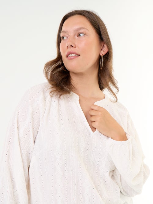 T-shirt de mangas compridas com detalhes vazados - Kiabi