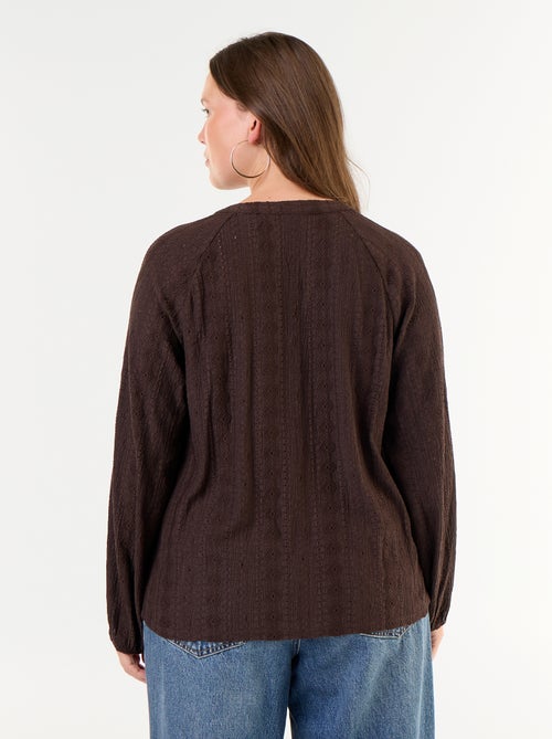 T-shirt de mangas compridas com detalhes vazados - Kiabi