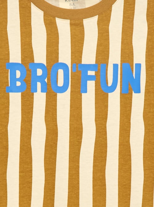 T-shirt de mangas compridas com estampado 'brother' - Kiabi