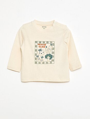 T-shirt de mangas compridas com estampado e bordado