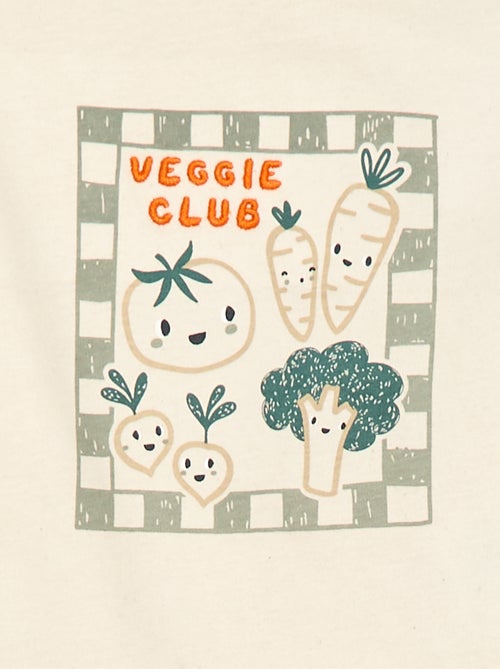 T-shirt de mangas compridas com estampado e bordado - Kiabi