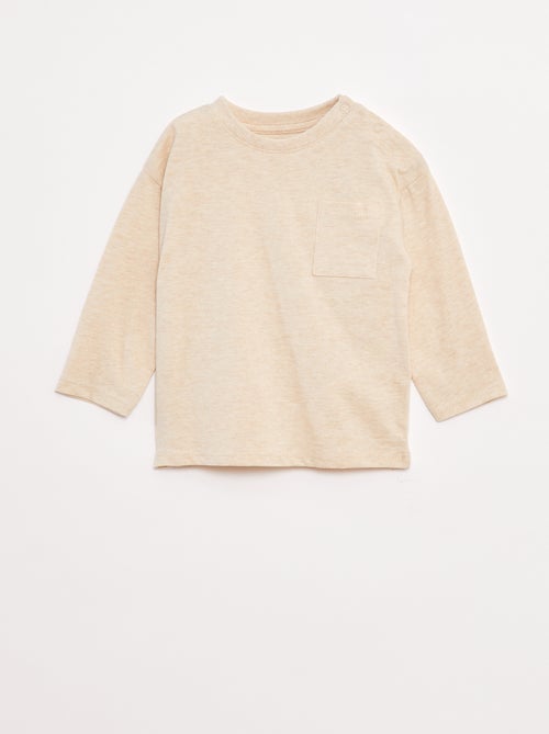 T-shirt de mangas compridas e bolso no peito - Kiabi