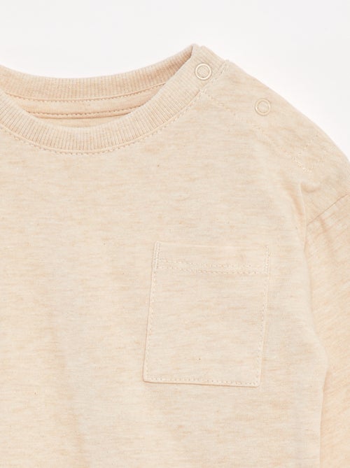 T-shirt de mangas compridas e bolso no peito - Kiabi