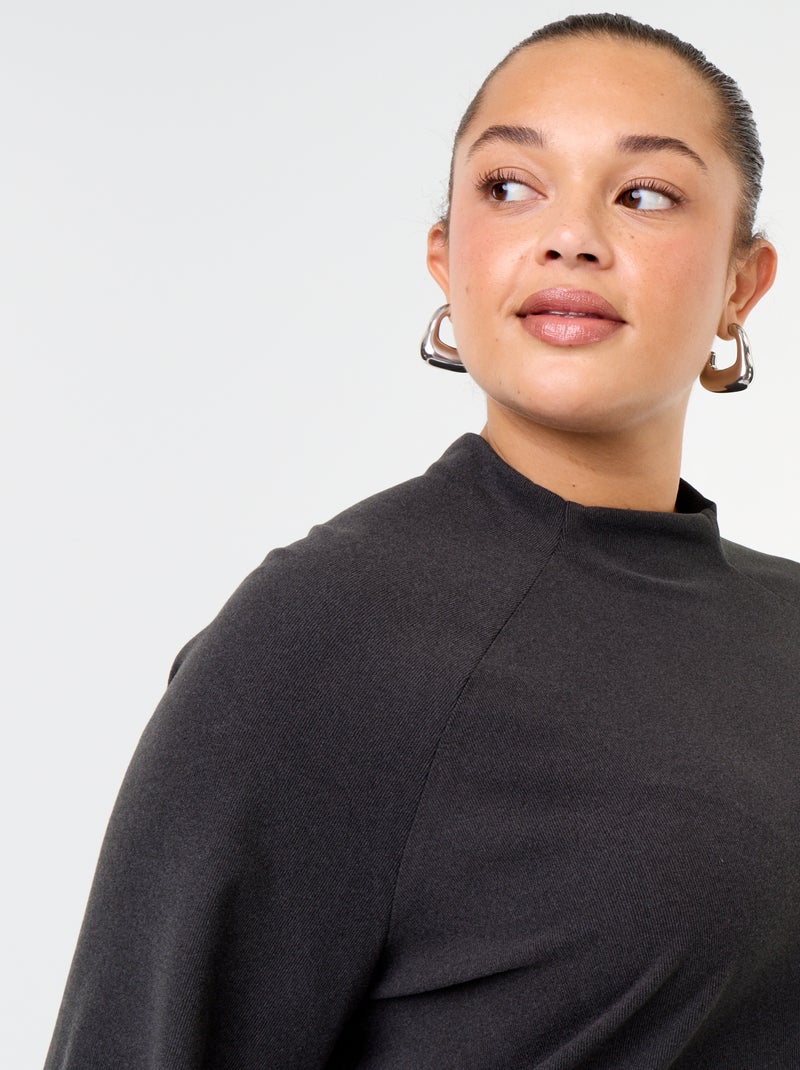 T-shirt de mangas compridas em malha fofinha Preto - Kiabi