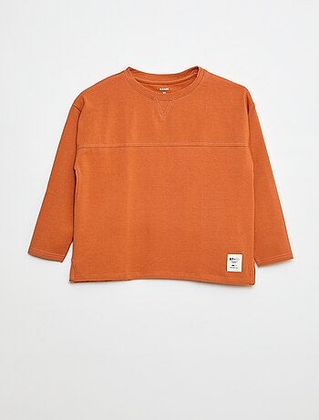 T-shirt de manga comprida gola redonda