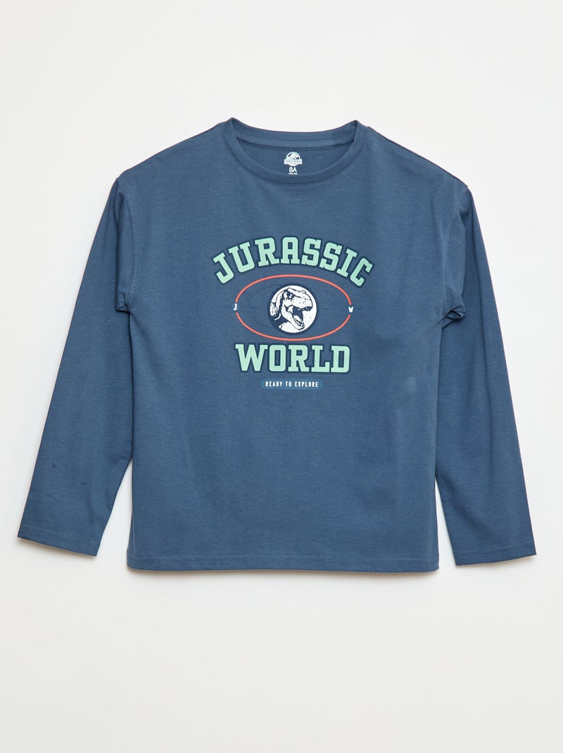 T-shirt de mangas compridas 'Jurassic World' Azul - Kiabi