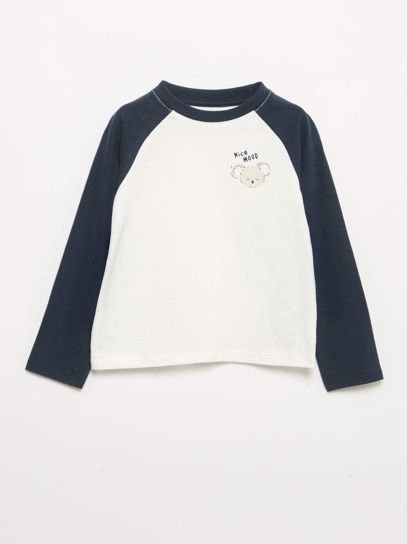 T-shirt de mangas compridas raglan Azul - Kiabi