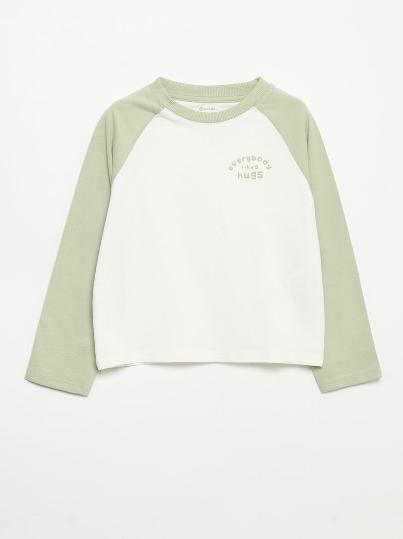 T-shirt de mangas compridas raglan Branco - Kiabi