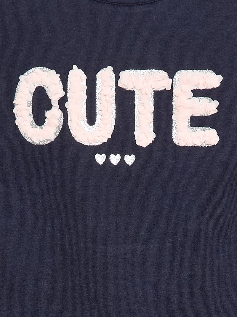 T-shirt de mangas curtas com animação Azul - Kiabi