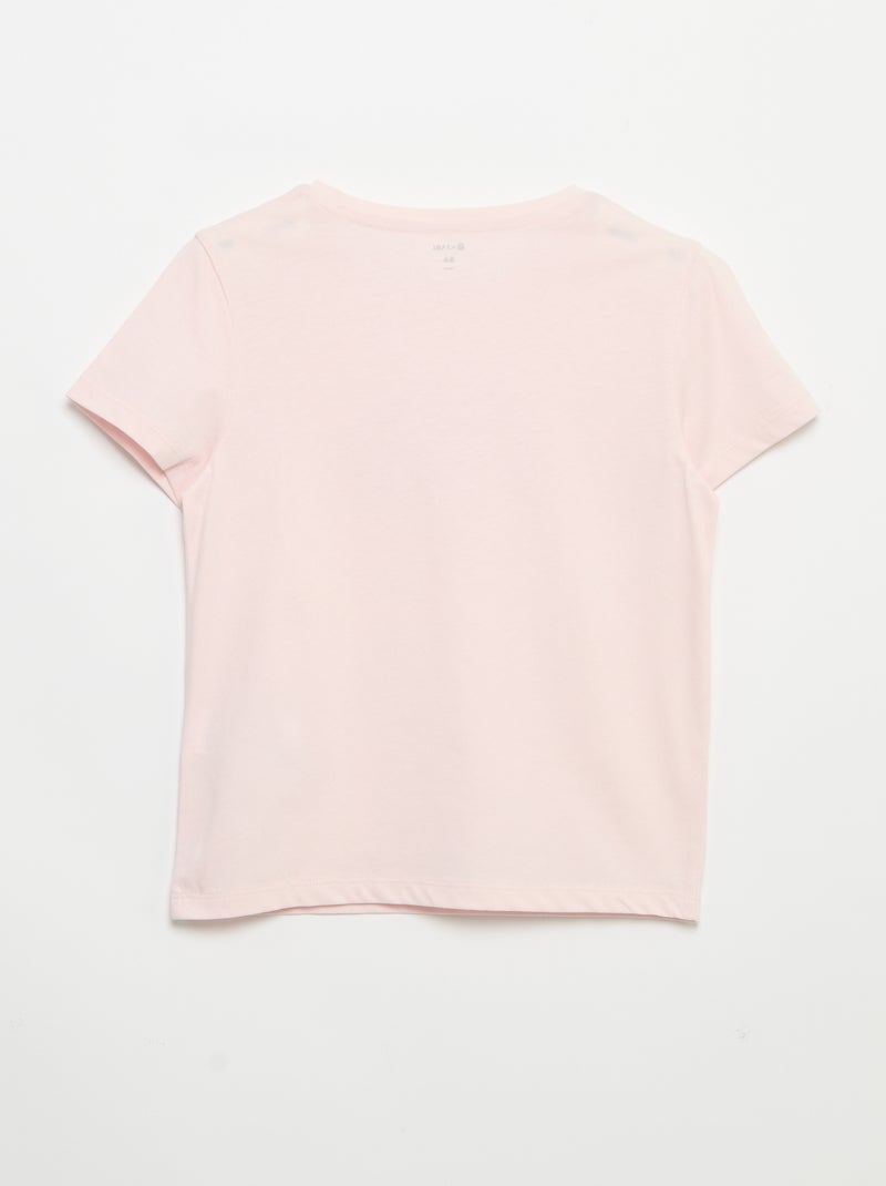T-shirt de mangas curtas com animação Rosa - Kiabi