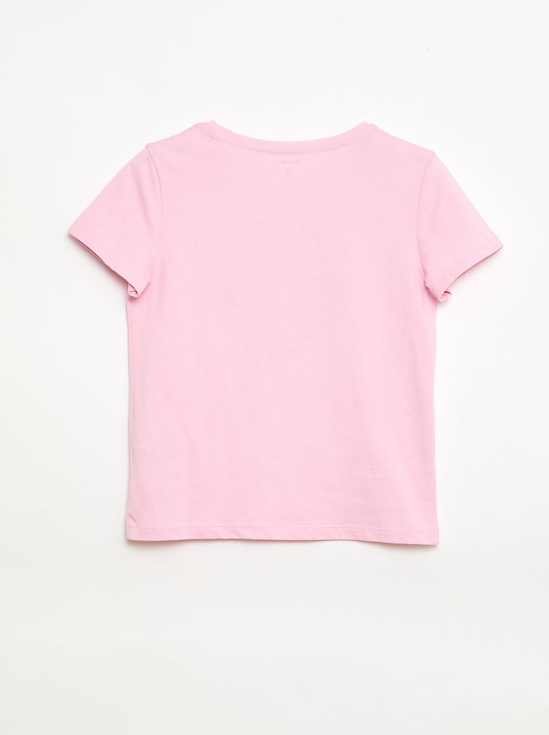 T-shirt de mangas curtas com animação Rosa - Kiabi