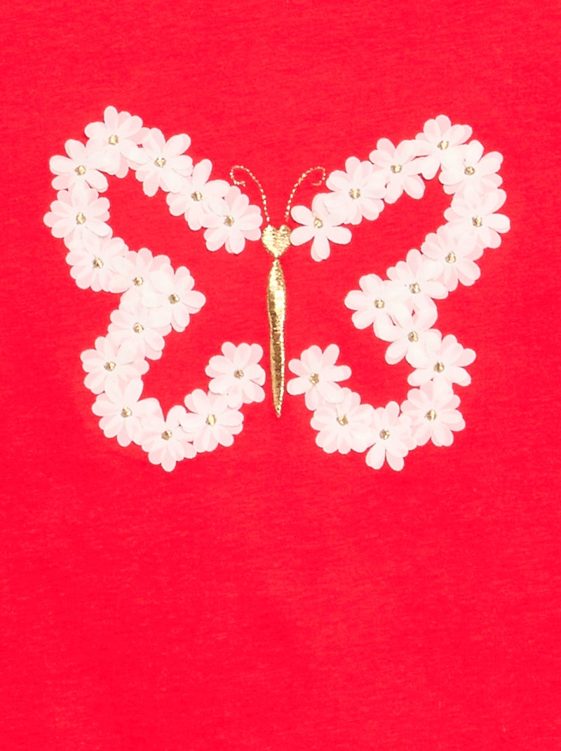 T-shirt de mangas curtas com animação Vermelho - Kiabi