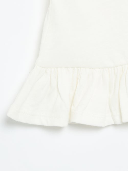 T-shirt de mangas curtas com bordados e base com folhos - Kiabi