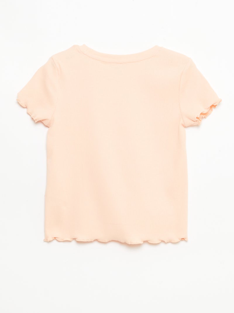 T-shirt de mangas curtas com detalhe vazado Laranja - Kiabi