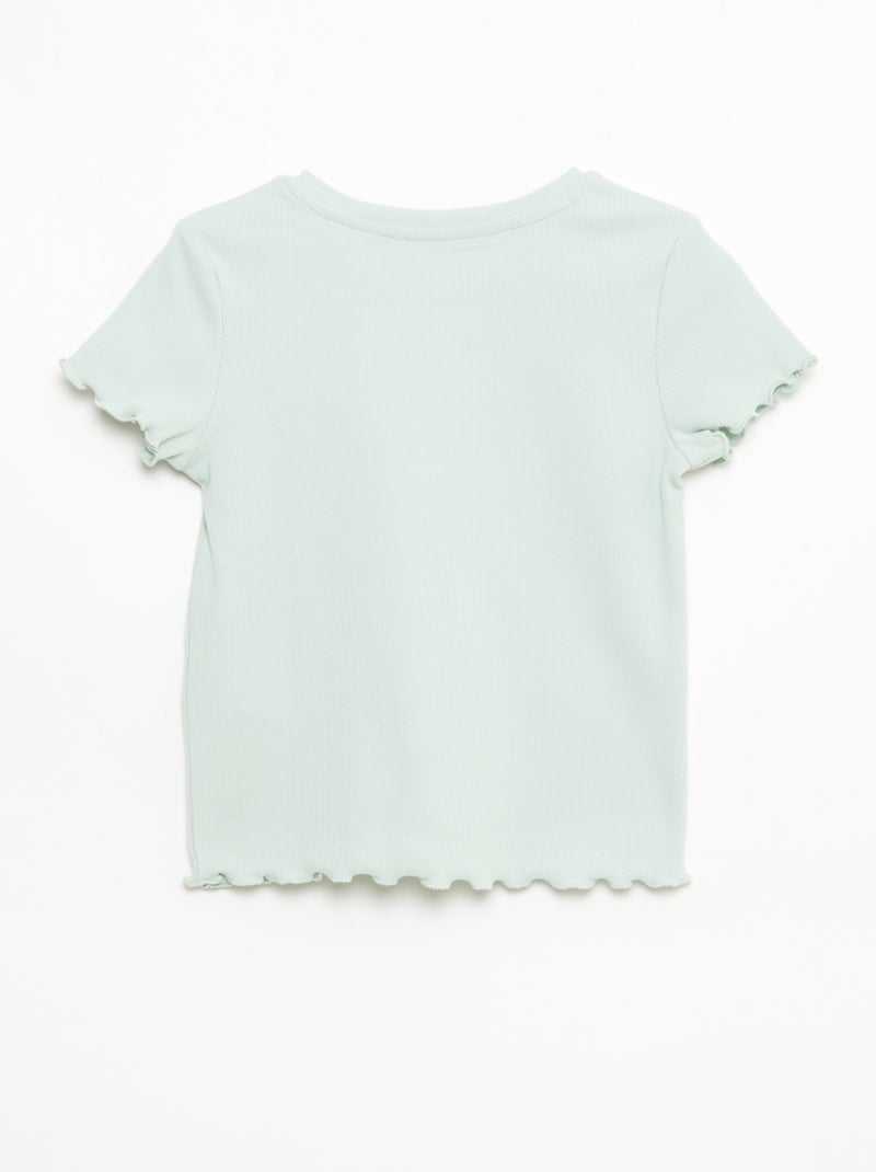 T-shirt de mangas curtas com detalhe vazado Verde - Kiabi