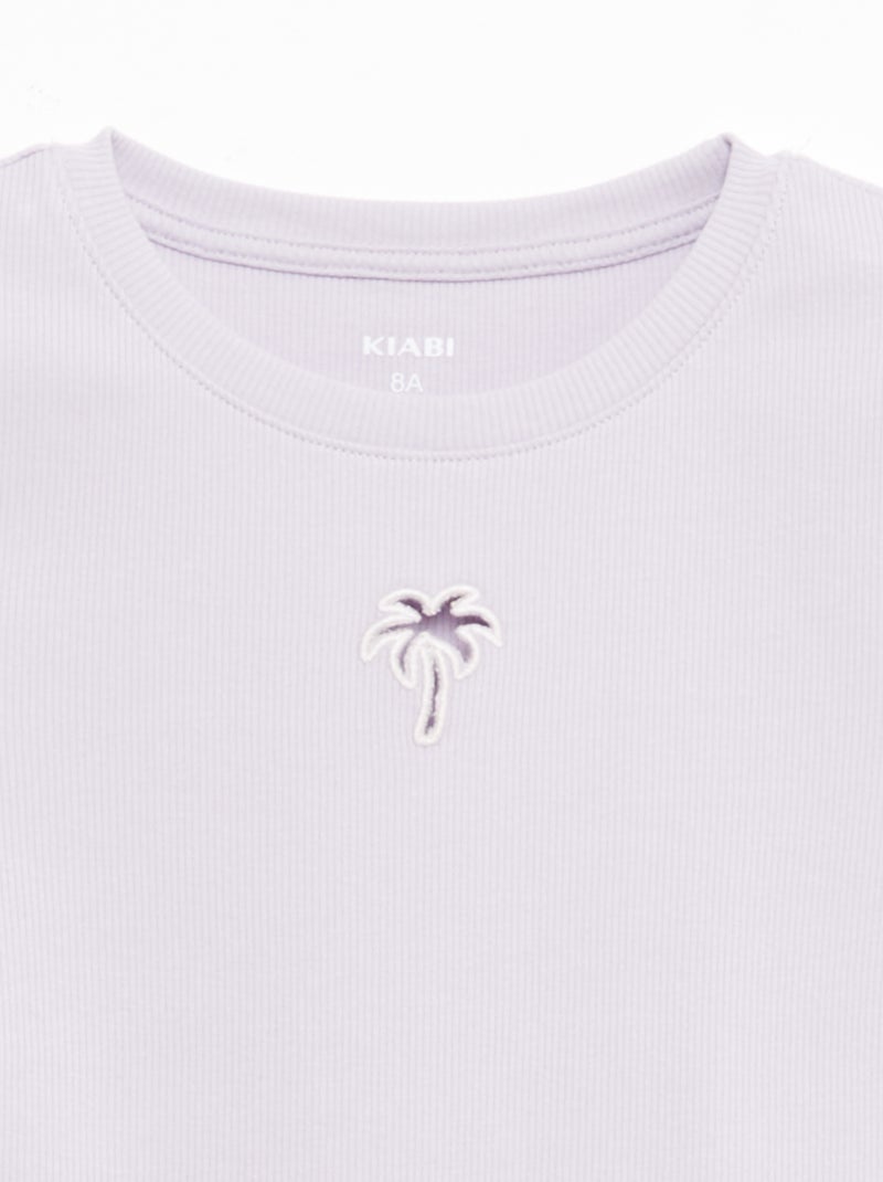 T-shirt de mangas curtas com detalhe vazado Violeta - Kiabi
