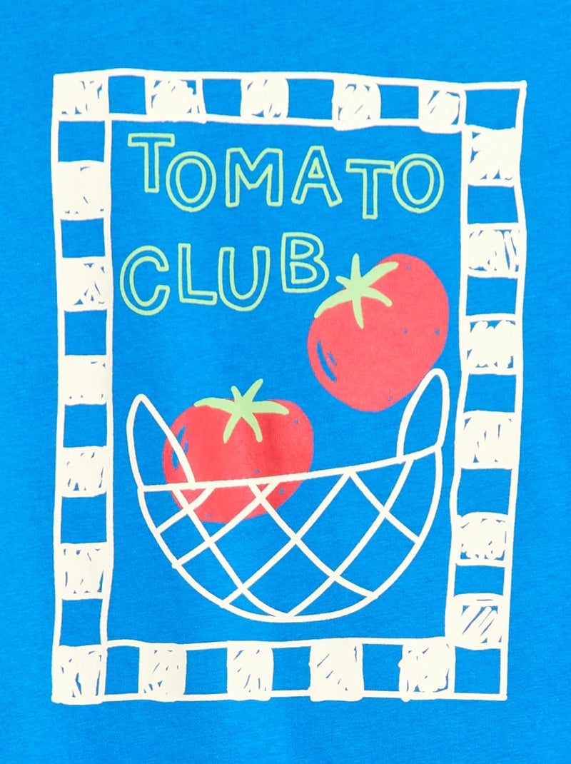 T-shirt de mangas curtas com estampado Azul - Kiabi