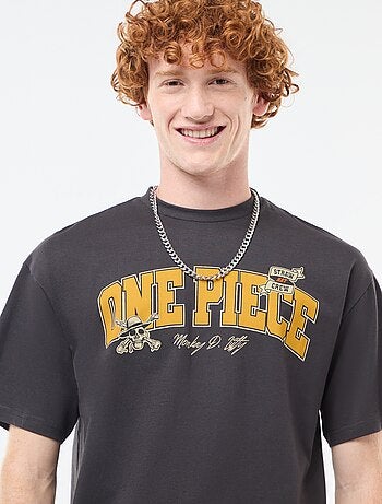T-shirt de mangas curtas com estampado frente e verso 'One Piece'