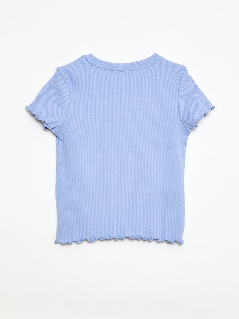 T-shirt de mangas curtas com forma rendada Azul - Kiabi