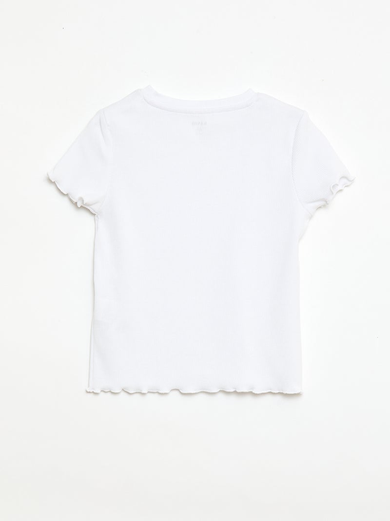 T-shirt de mangas curtas com forma rendada Branco - Kiabi