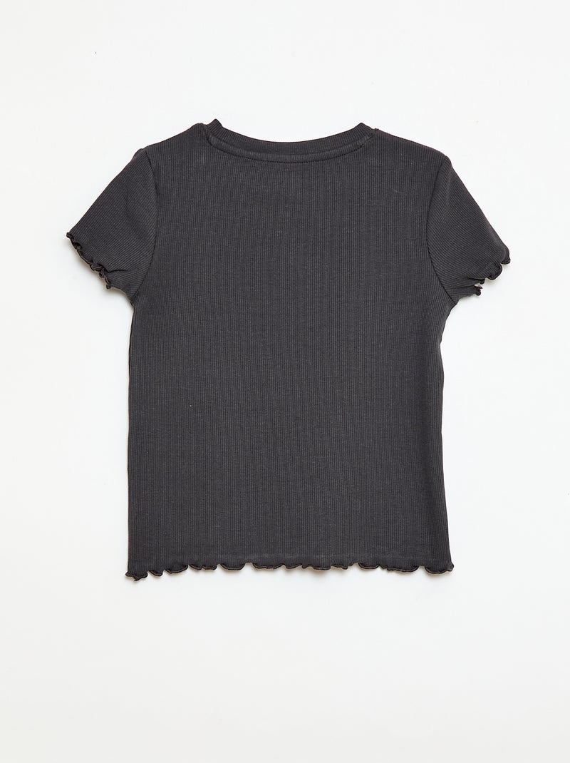 T-shirt de mangas curtas com forma rendada Preto - Kiabi
