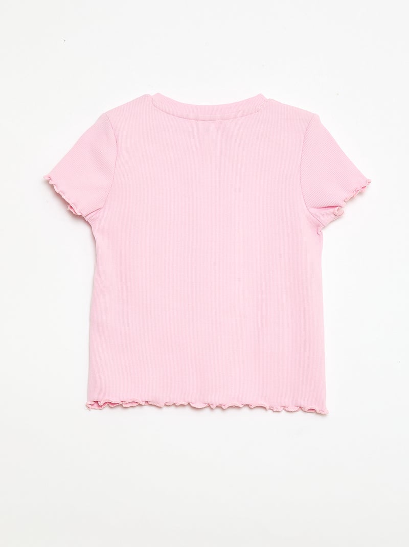 T-shirt de mangas curtas com forma rendada Rosa - Kiabi