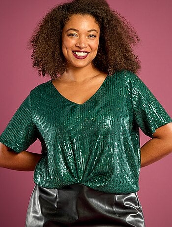 T-shirt de manga curta com lantejoulas