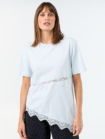 T-shirt de mangas curtas com renda
