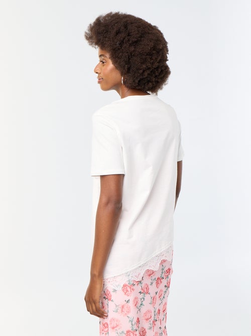 T-shirt de mangas curtas com renda - Kiabi