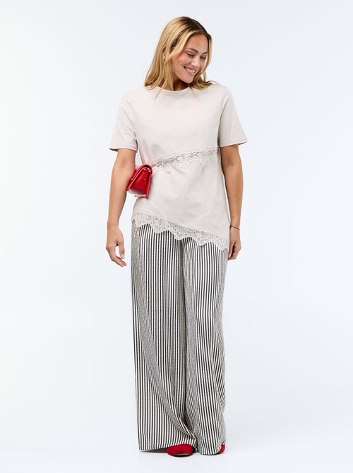 T-shirt de mangas curtas com renda - Kiabi