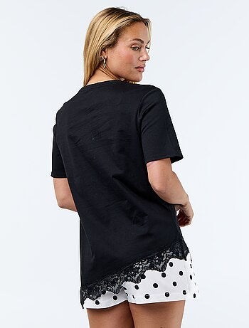 T-shirt de mangas curtas com renda