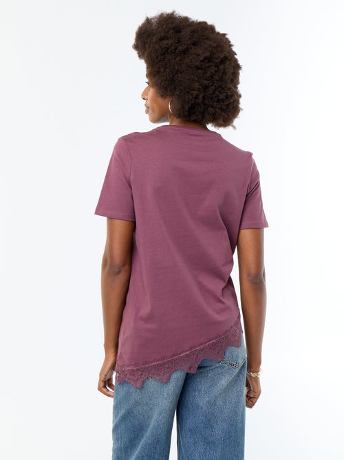 T-shirt de mangas curtas com renda - Kiabi
