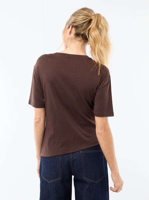 T-shirt de mangas curtas drapeado com bijuteria - Kiabi