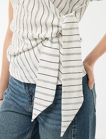 T-shirt de mangas curtas drapeado com nó em malha crepe