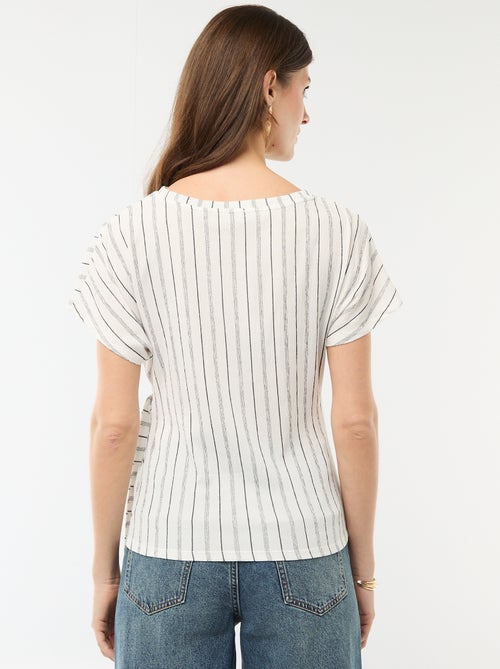 T-shirt de mangas curtas drapeado com nó em malha crepe - Kiabi