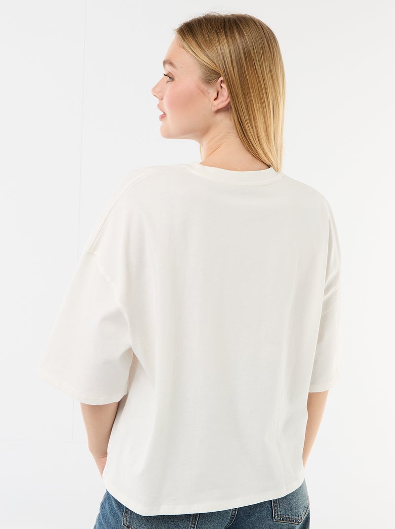 T-shirt de mangas curtas estampada frente e verso Branco - Kiabi