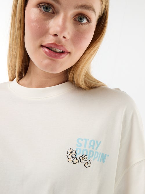 T-shirt de mangas curtas estampada frente e verso - Kiabi