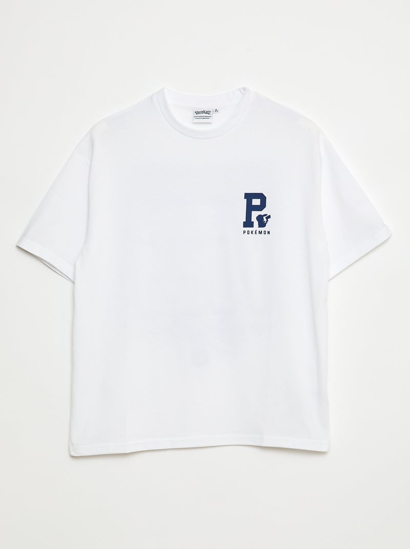 T-shirt de mangas curtas estampado frente e verso 'Pikachu' 'Pokémon' BRANCO - Kiabi