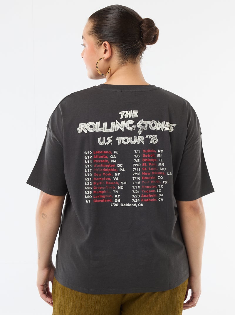 T-shirt de mangas curtas 'Rolling Stones' Preto - Kiabi