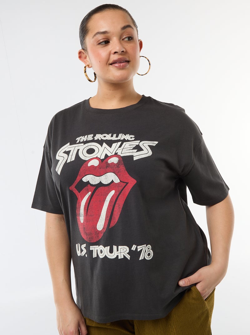 T-shirt de mangas curtas 'Rolling Stones' Preto - Kiabi