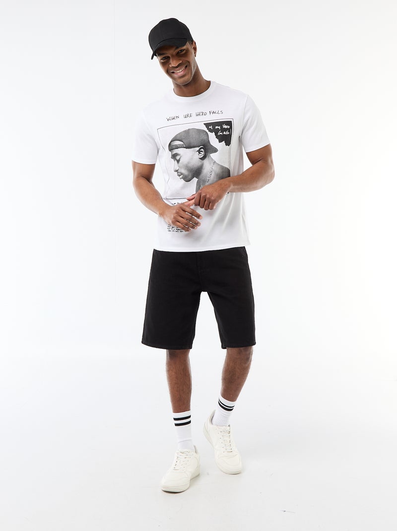 T-shirt de mangas curtas 'Tupac' Branco - Kiabi