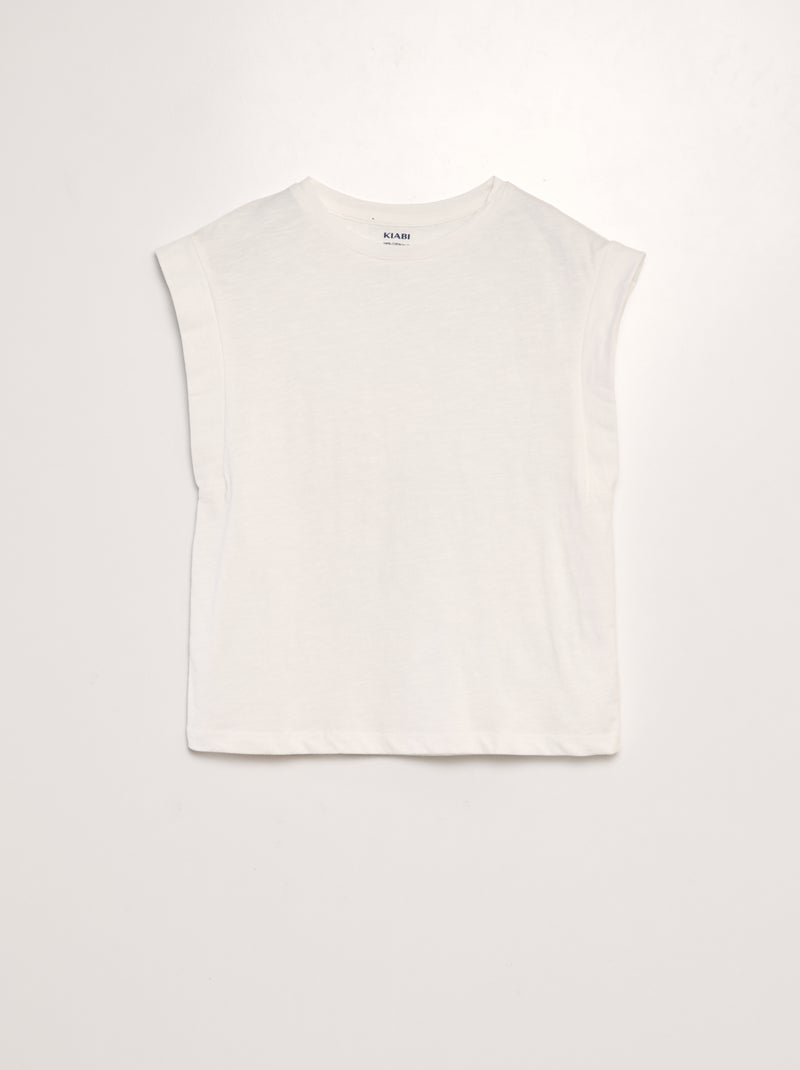 T-shirt de mangas muito curtas em jersey Branco - Kiabi