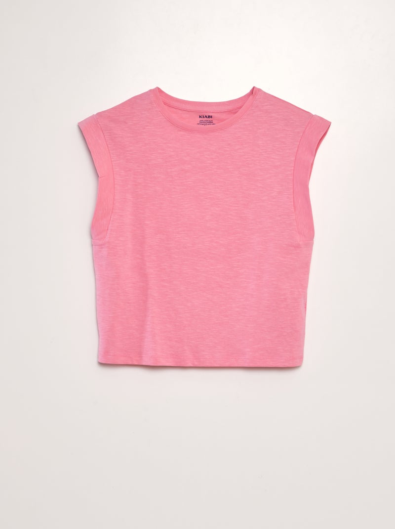 T-shirt de mangas muito curtas em jersey Rosa - Kiabi
