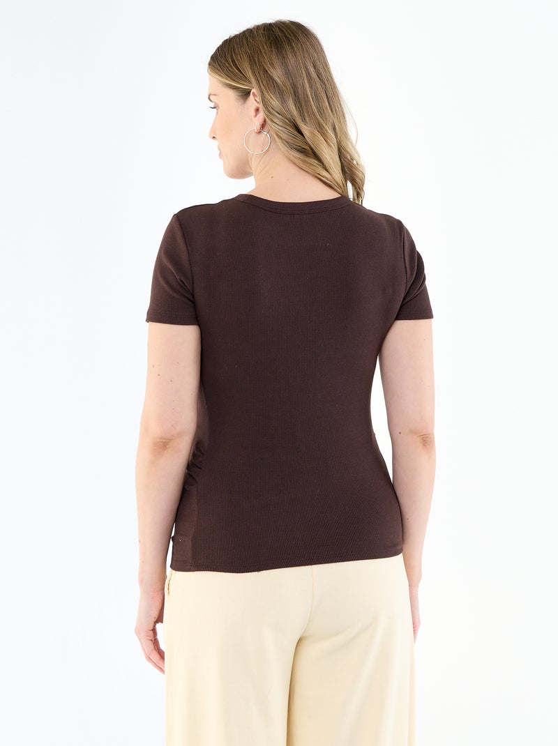 T-shirt de maternidade canelado Castanho - Kiabi