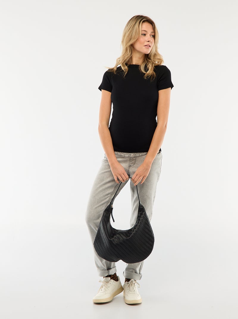 T-shirt de maternidade canelado Preto - Kiabi