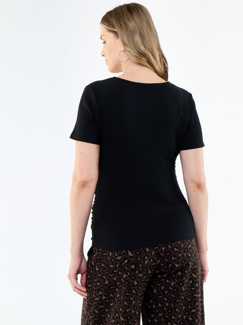 T-shirt de maternidade com decote cruzado Preto - Kiabi