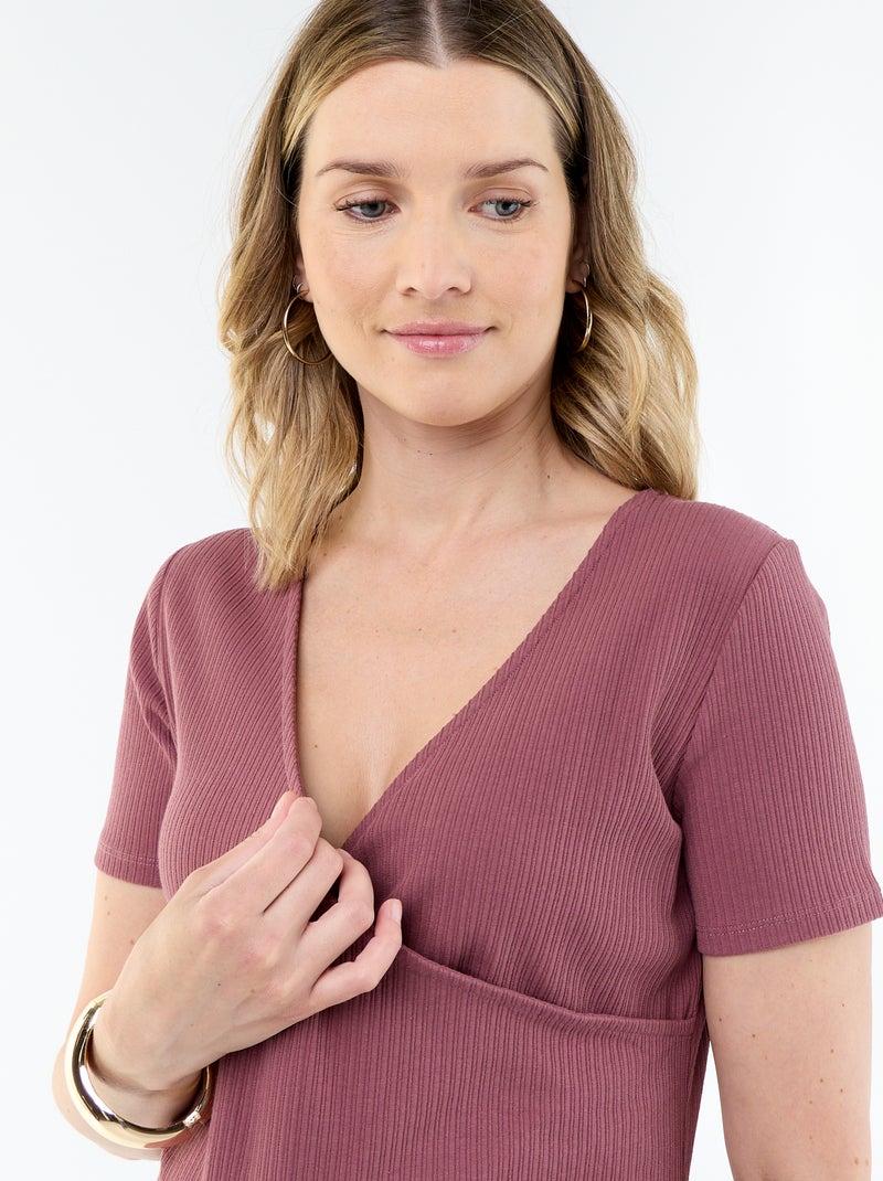 T-shirt de maternidade com decote cruzado Rosa - Kiabi