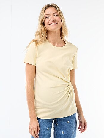 T-shirt de maternidade com gola redonda drapeada