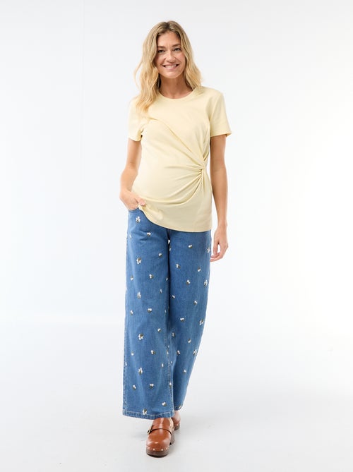 T-shirt de maternidade com gola redonda drapeada - Kiabi